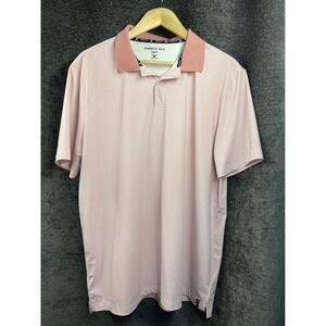 Kenneth Cole Golf Mens Pink Micro Dot Print Short Sleeve Polo Shirt Size L